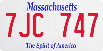 MA license plate 7JC747