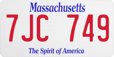 MA license plate 7JC749