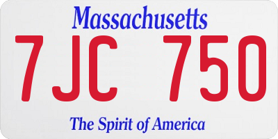 MA license plate 7JC750