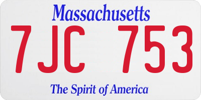 MA license plate 7JC753