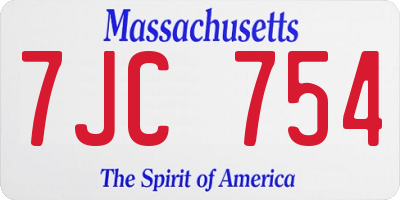 MA license plate 7JC754