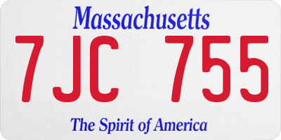 MA license plate 7JC755