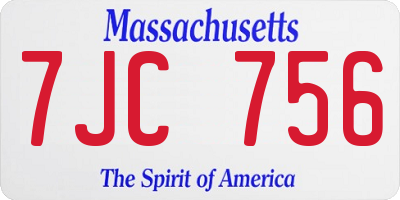 MA license plate 7JC756