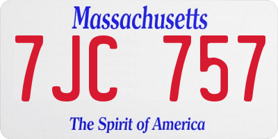 MA license plate 7JC757