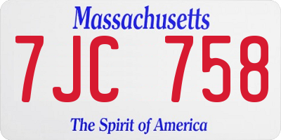 MA license plate 7JC758