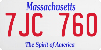 MA license plate 7JC760