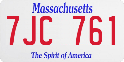 MA license plate 7JC761