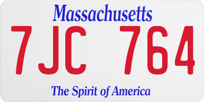 MA license plate 7JC764