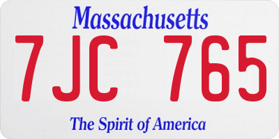 MA license plate 7JC765