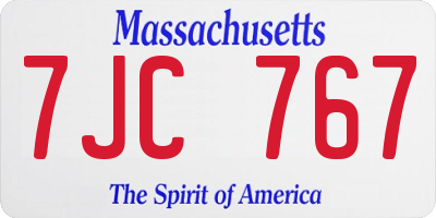 MA license plate 7JC767