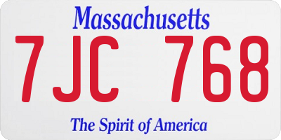 MA license plate 7JC768