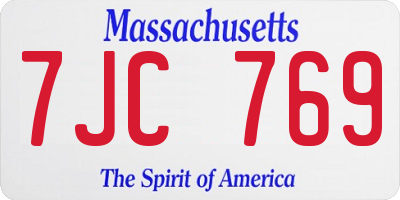 MA license plate 7JC769