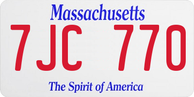 MA license plate 7JC770
