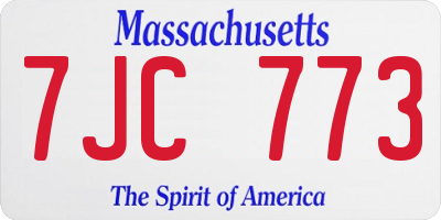MA license plate 7JC773