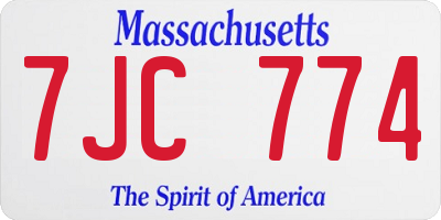MA license plate 7JC774