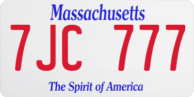 MA license plate 7JC777