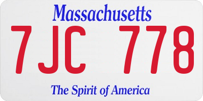 MA license plate 7JC778