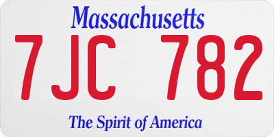 MA license plate 7JC782