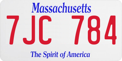 MA license plate 7JC784
