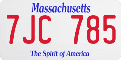 MA license plate 7JC785