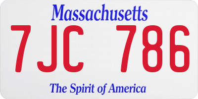 MA license plate 7JC786