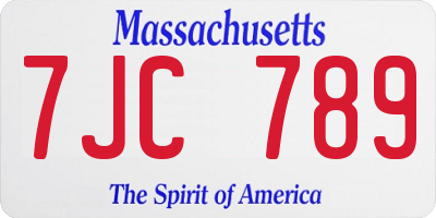 MA license plate 7JC789