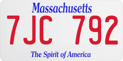 MA license plate 7JC792