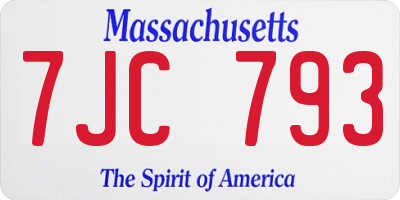 MA license plate 7JC793