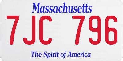 MA license plate 7JC796