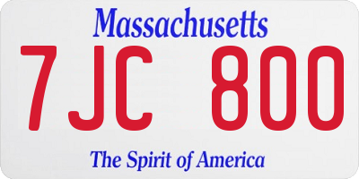 MA license plate 7JC800