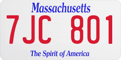 MA license plate 7JC801