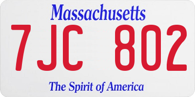 MA license plate 7JC802