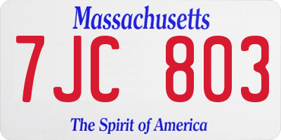 MA license plate 7JC803