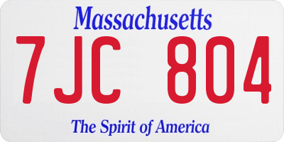 MA license plate 7JC804