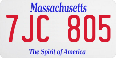 MA license plate 7JC805