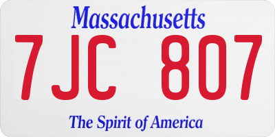 MA license plate 7JC807