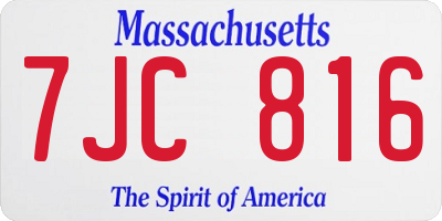 MA license plate 7JC816