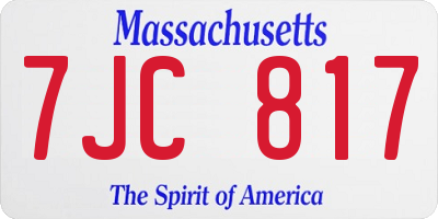 MA license plate 7JC817