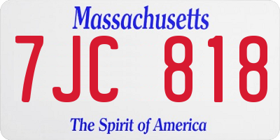 MA license plate 7JC818