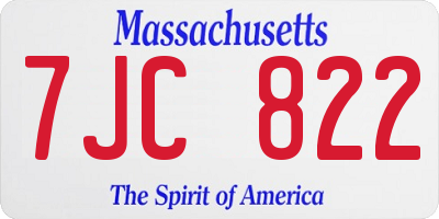 MA license plate 7JC822