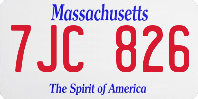 MA license plate 7JC826