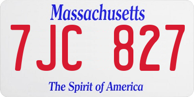 MA license plate 7JC827