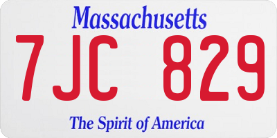 MA license plate 7JC829