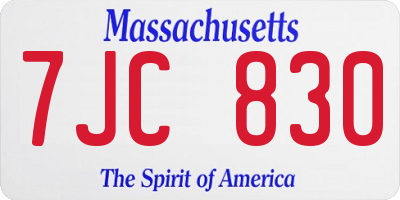 MA license plate 7JC830