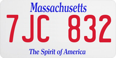 MA license plate 7JC832