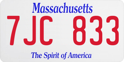 MA license plate 7JC833