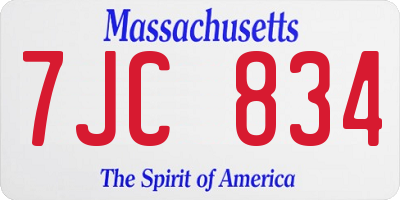 MA license plate 7JC834