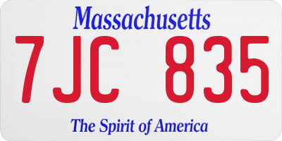 MA license plate 7JC835
