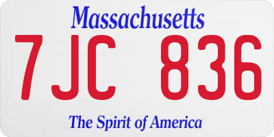 MA license plate 7JC836
