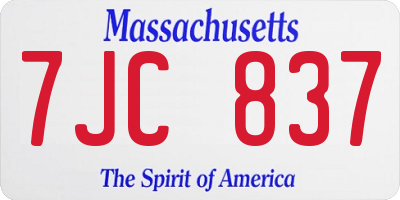 MA license plate 7JC837